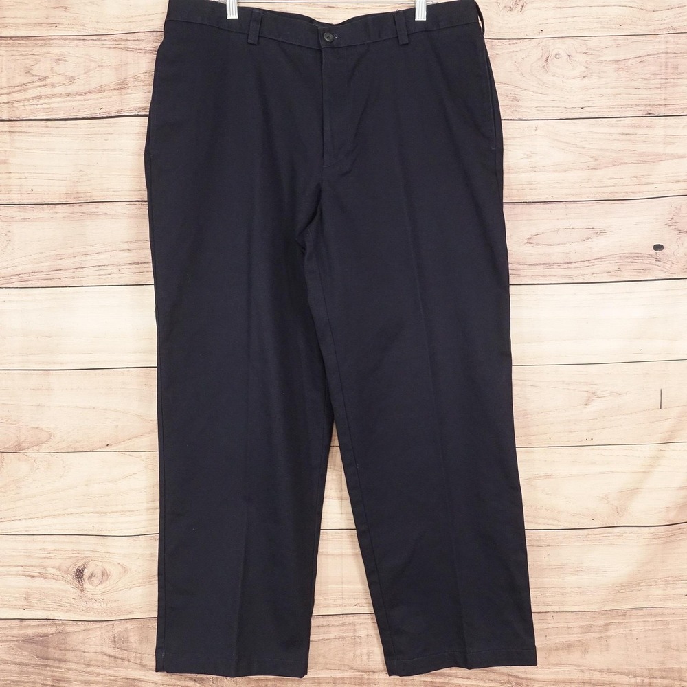 IZOD American Chino Pants Mens 38x29 Navy Regular Fit Flat Front Straight Leg